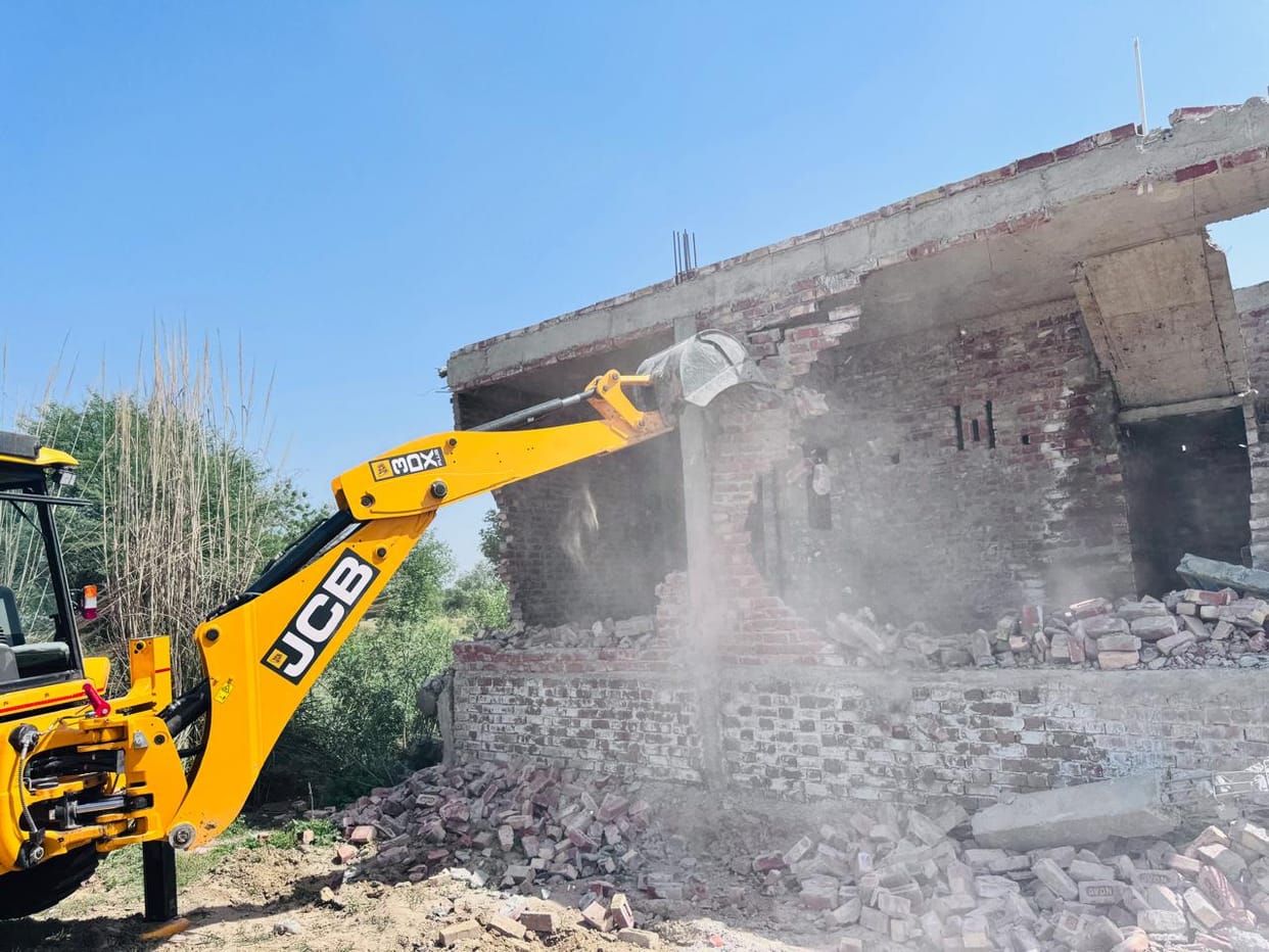 Bulldozers were run on an illegal factory in Nahra and two colonies in Nahri.