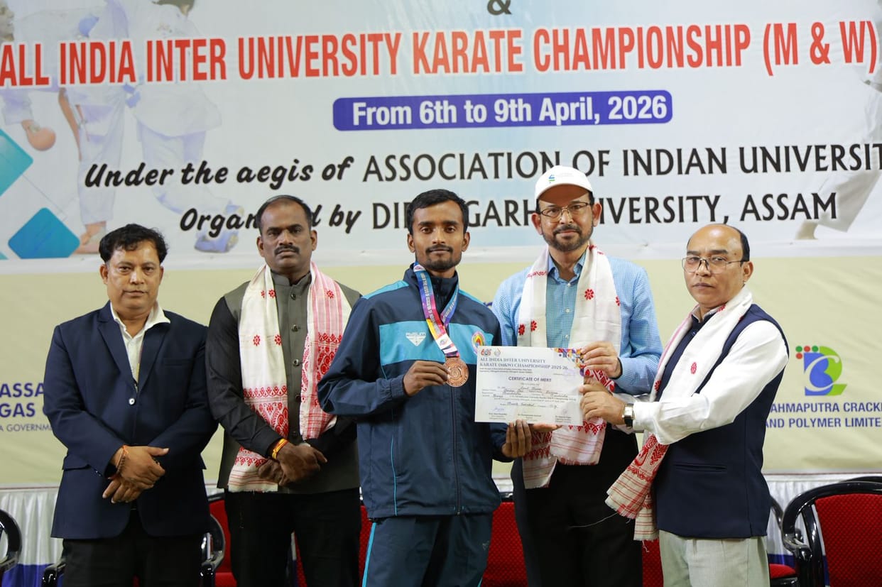 Sumit of Karad village won bronze medal in All India University Karate Championship