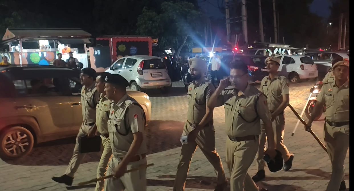 Police personnel patrolled Sector 19 and 20.