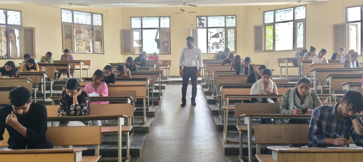Garima Sharma secured the first position in the multiple-choice examination.