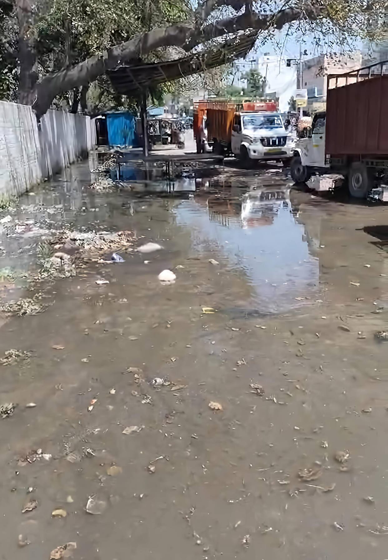 Dirty drain water flowing outside the bus stand, passengers troubled