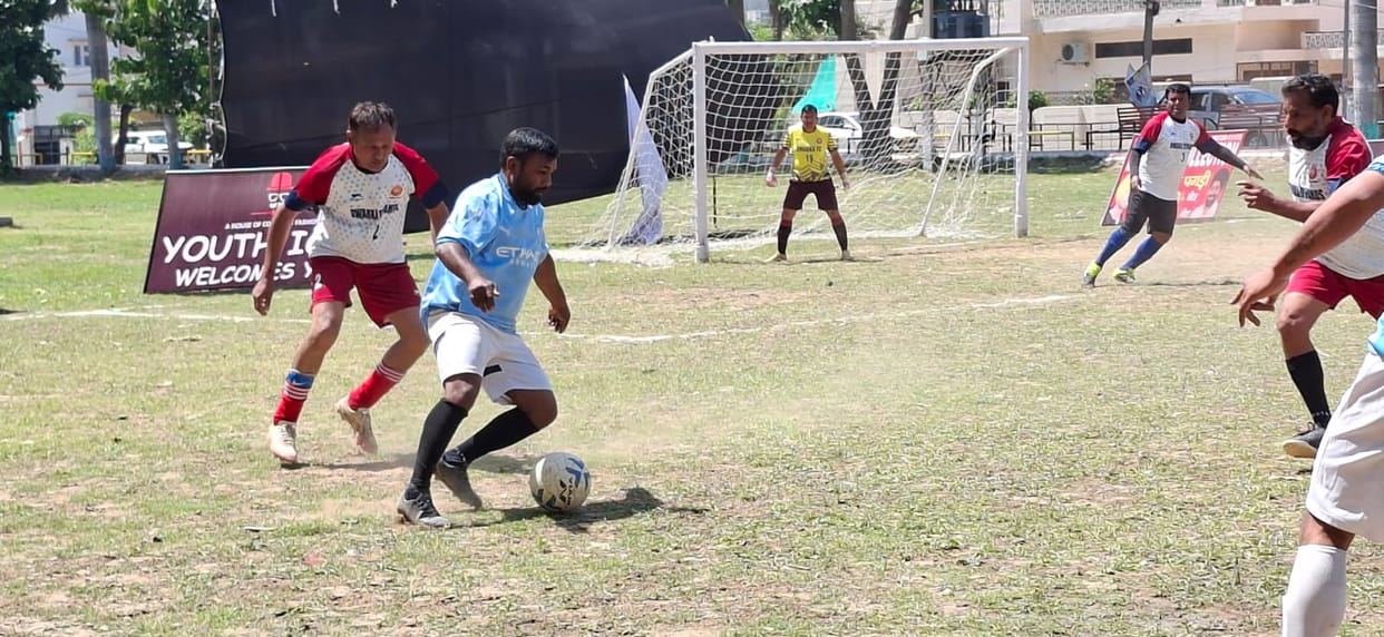 Adult players showed enthusiasm in football, ignoring age