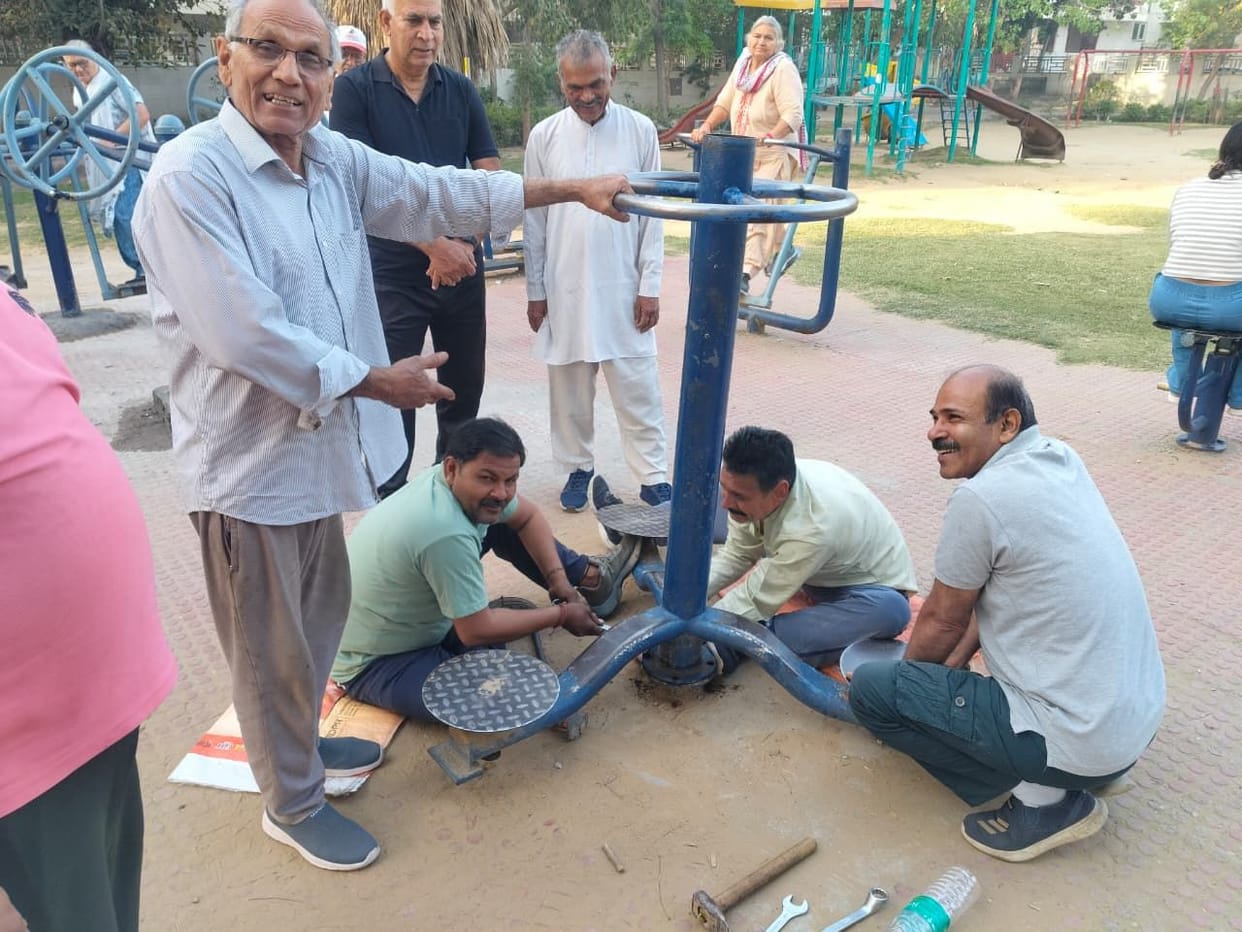 Senior citizens raised funds and repaired the park's open gym equipment.