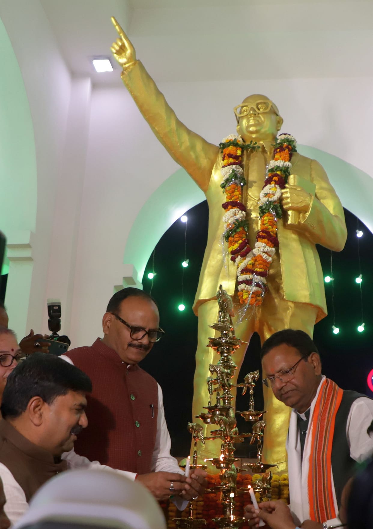 Lamps Lit Simultaneously at 50 Dr. Ambedkar Statue Sites