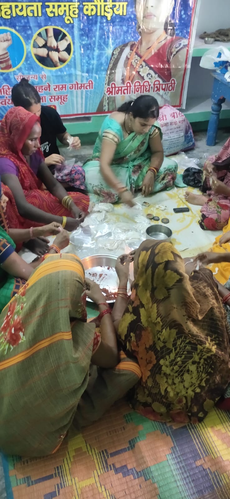 Nidhi spreads fragrance with incense sticks made from cow dung