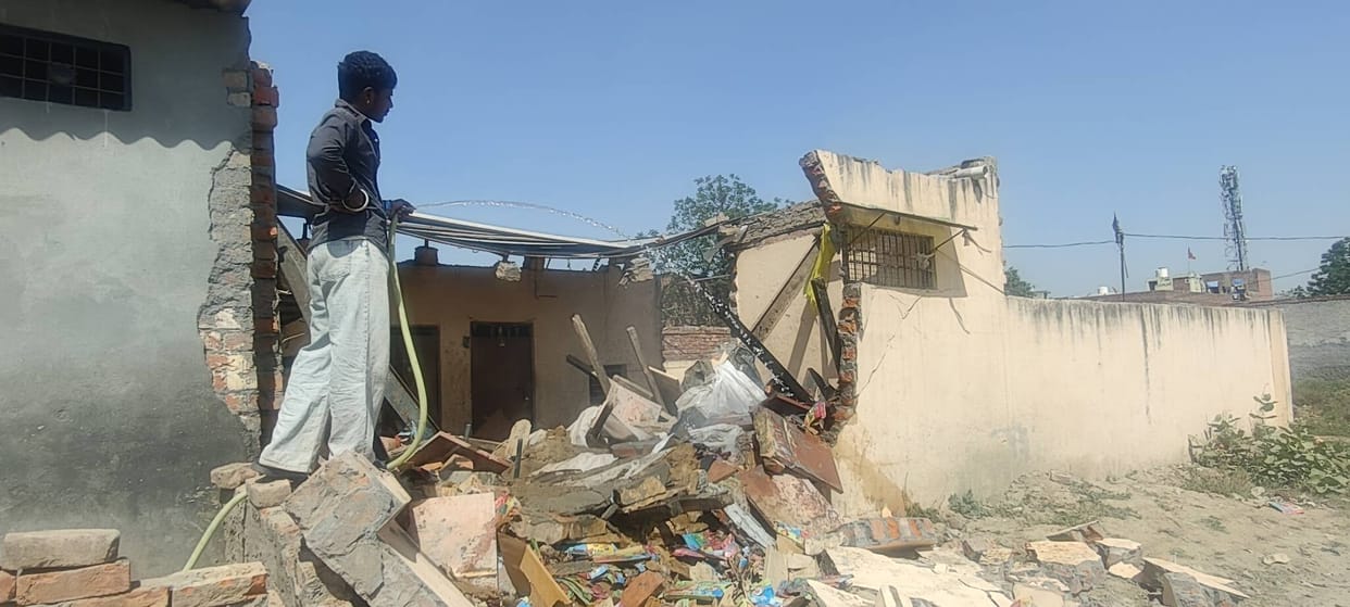 Fireworks left sealed in a house exploded, roof blew off, three walls collapsed, and a girl was injured.