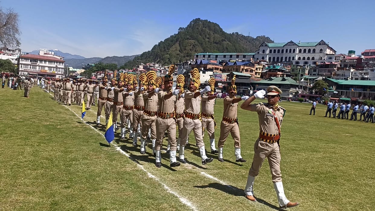 On Himachal Day, Minister Rajesh Dharmani took the salute at a grand parade at Chamba Chaugan.