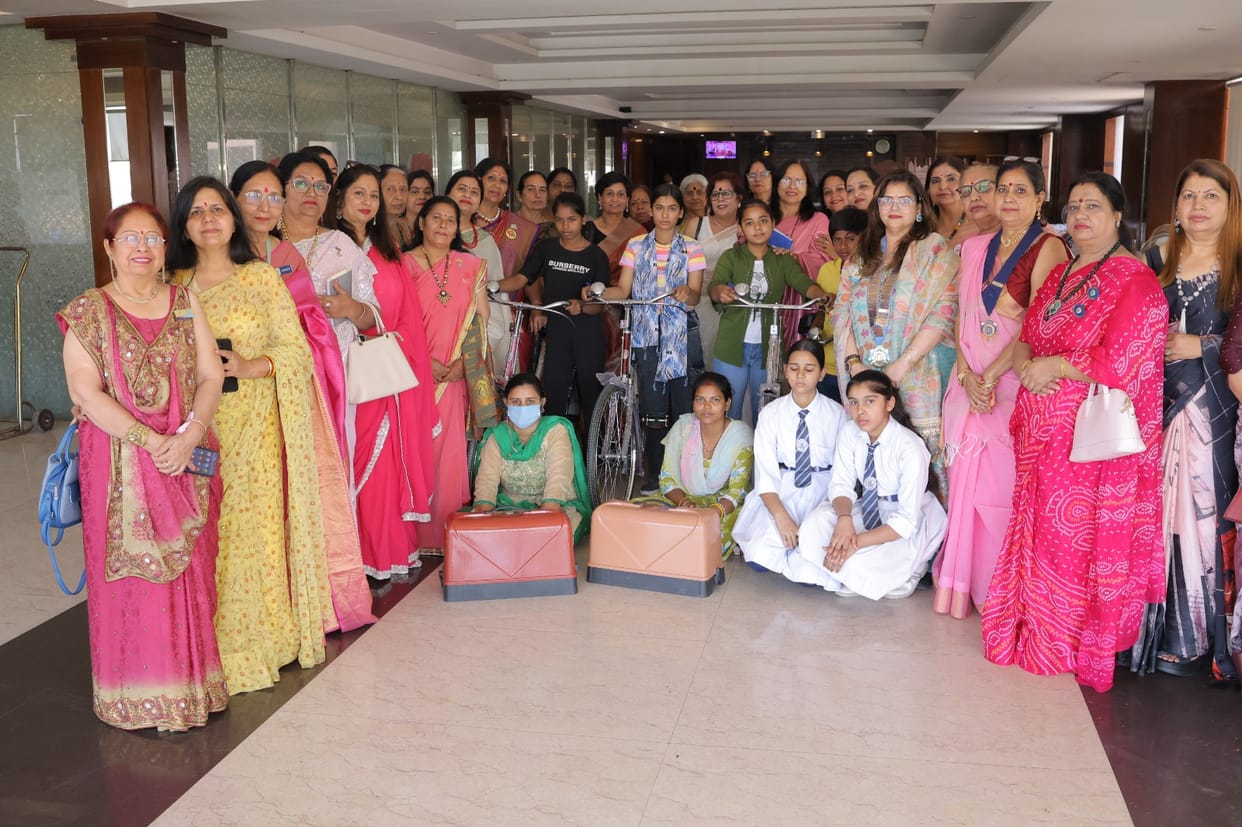 Sewing machines were given to women and bicycles were given to four girl students.
