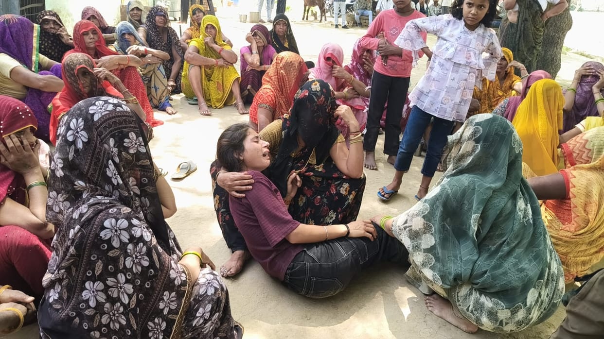 The soldier's death has caused a wave of grief in the village, with family members breaking down as soon as the body arrives.