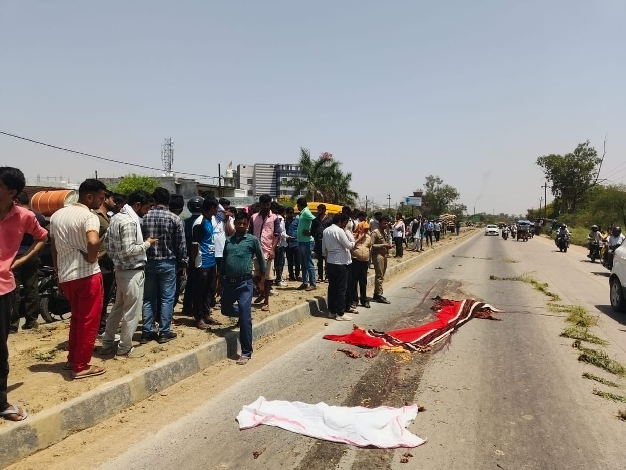 A woman crossing the road was crushed by a dumper, her body parts scattered over a distance of 20 metres.