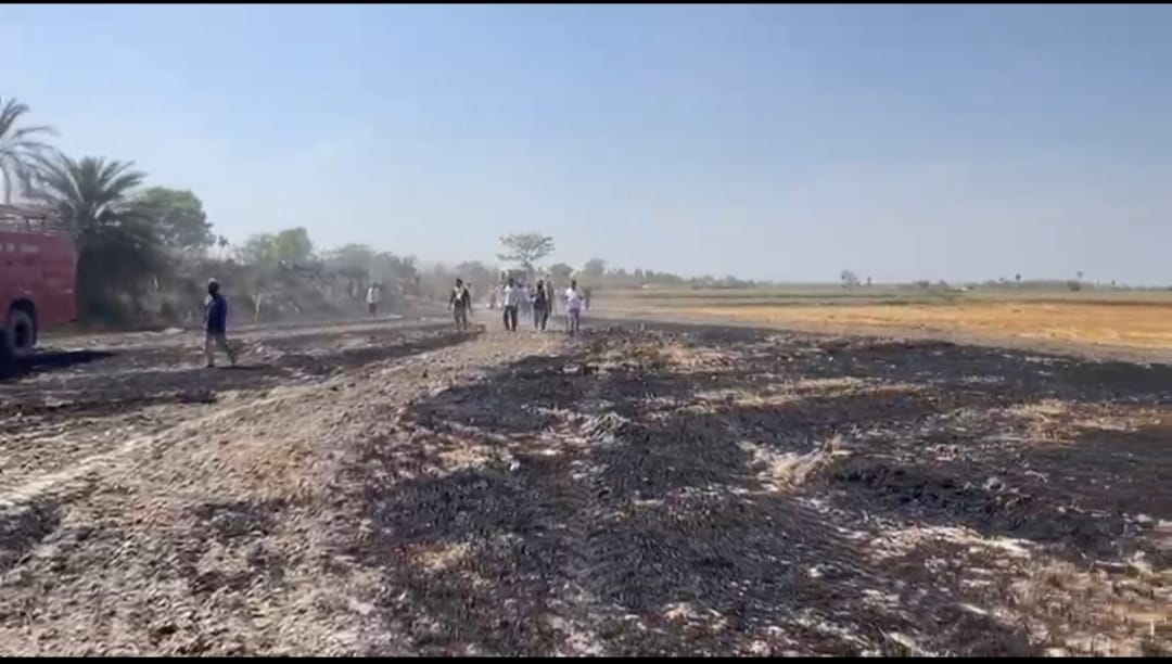 28 bigha wheat crop burnt to ashes in Khandrawali due to short circuit