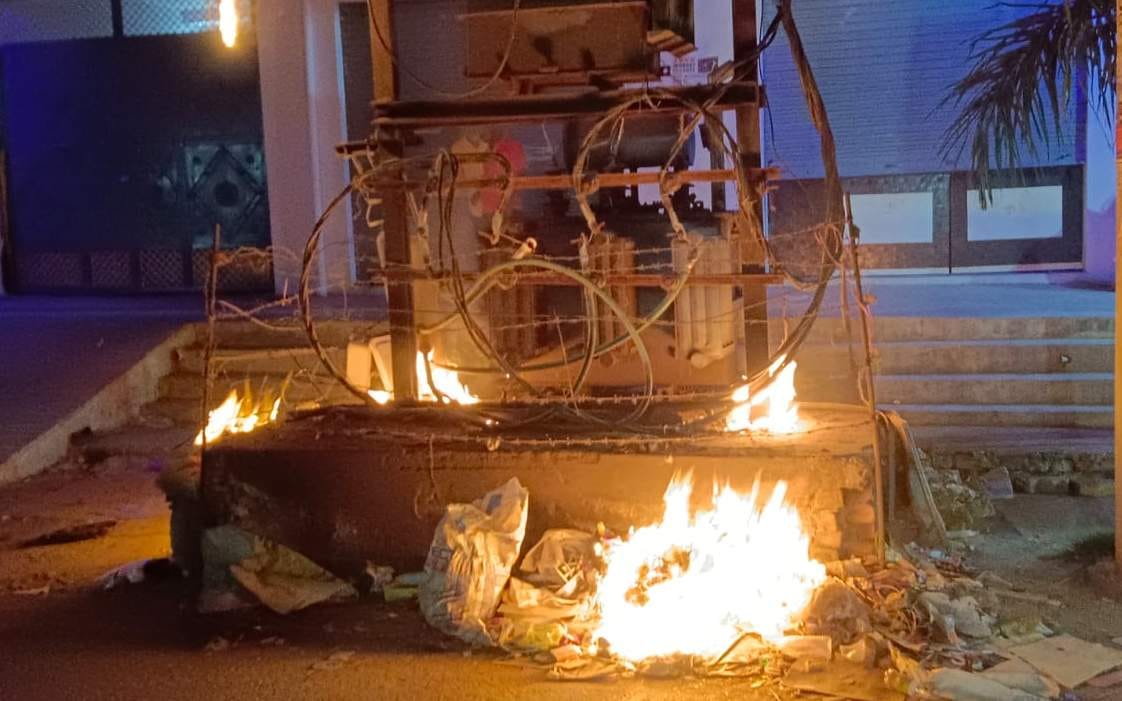 Power outage due to fire near transformer
