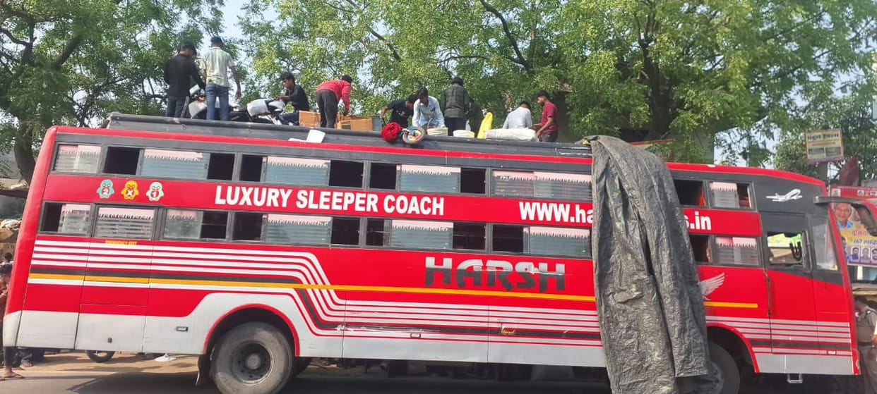 A bus with a capacity of 52 was carrying 130 passengers, and three scooters were found on top