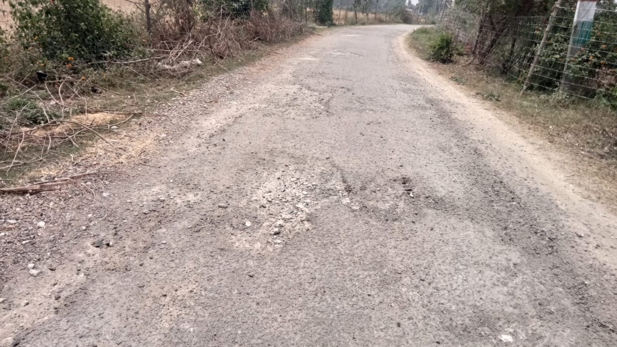 The access road to Bhagautipur has fallen into disrepair due to a lack of maintenance.