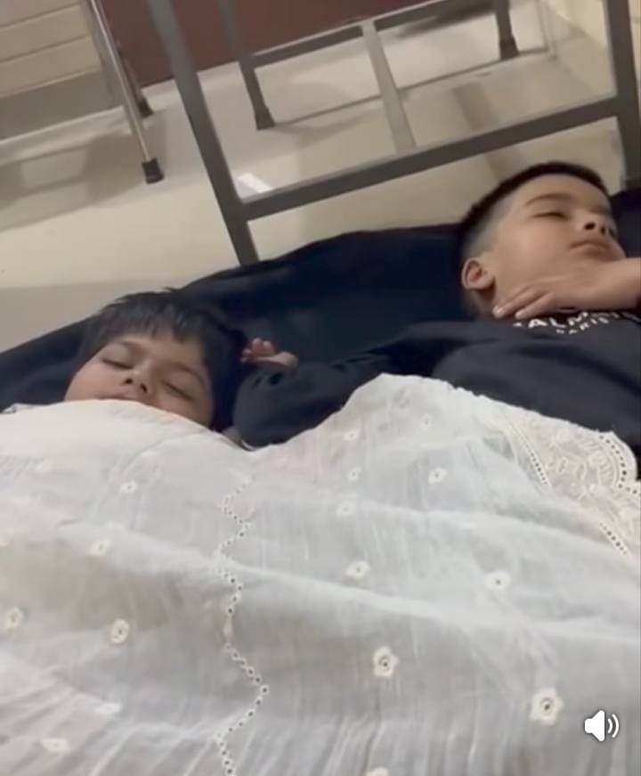 Children were made to sleep on the floor overnight at the Vrindavan police station.