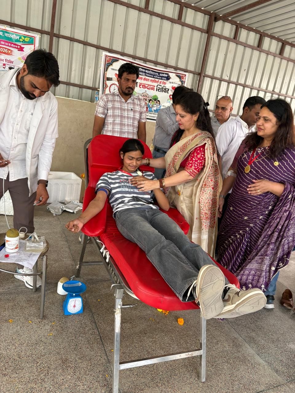 A blood donation camp was organized at the college.