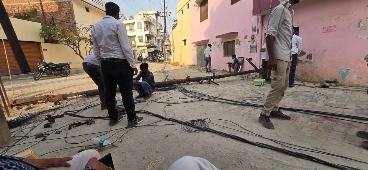 A vehicle collided with a broken pole, causing a power outage for 22 hours