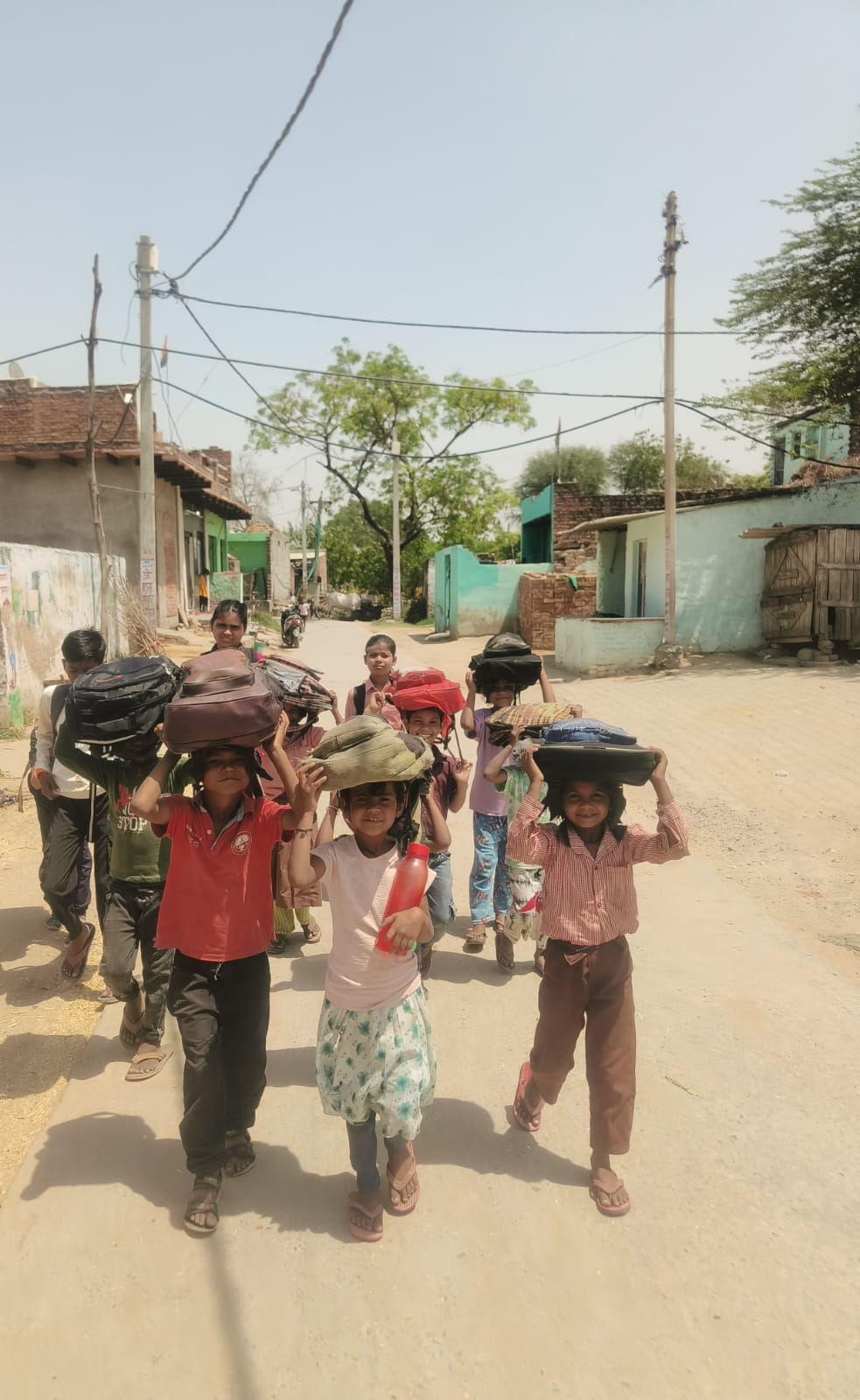 Children are suffering due to the 'fire' raining from the sky.