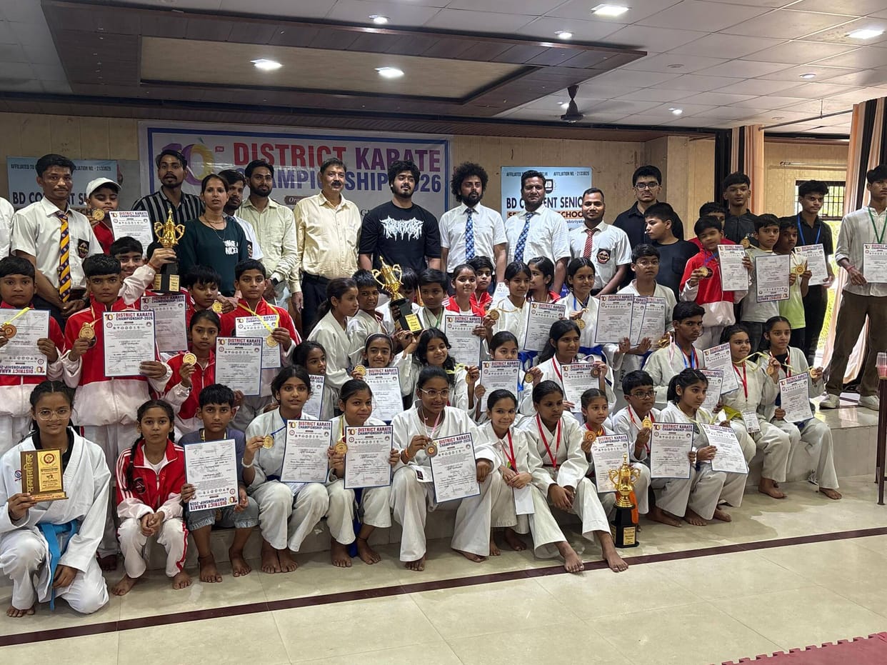 Ballooni Public School won the trophy in the district karate competition, players from all over the district participated, Karate Academy came second.