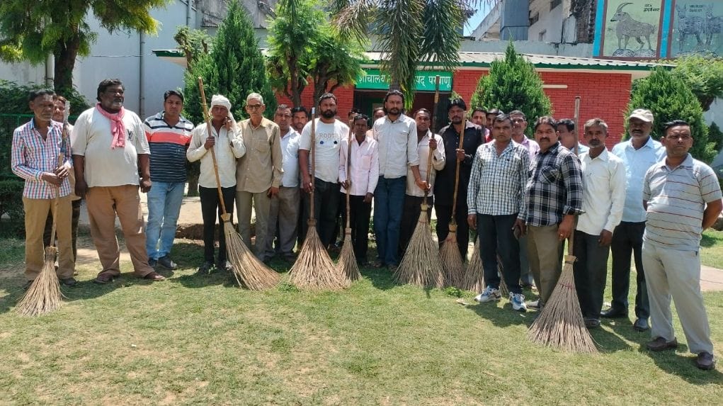 Sanitation workers in Parwanoo stage a protest, halting work over their demands.