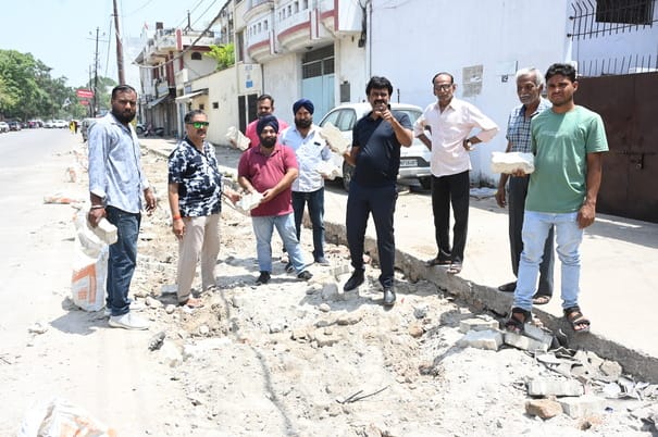 Interlocking made two months ago was uprooted for road widening.