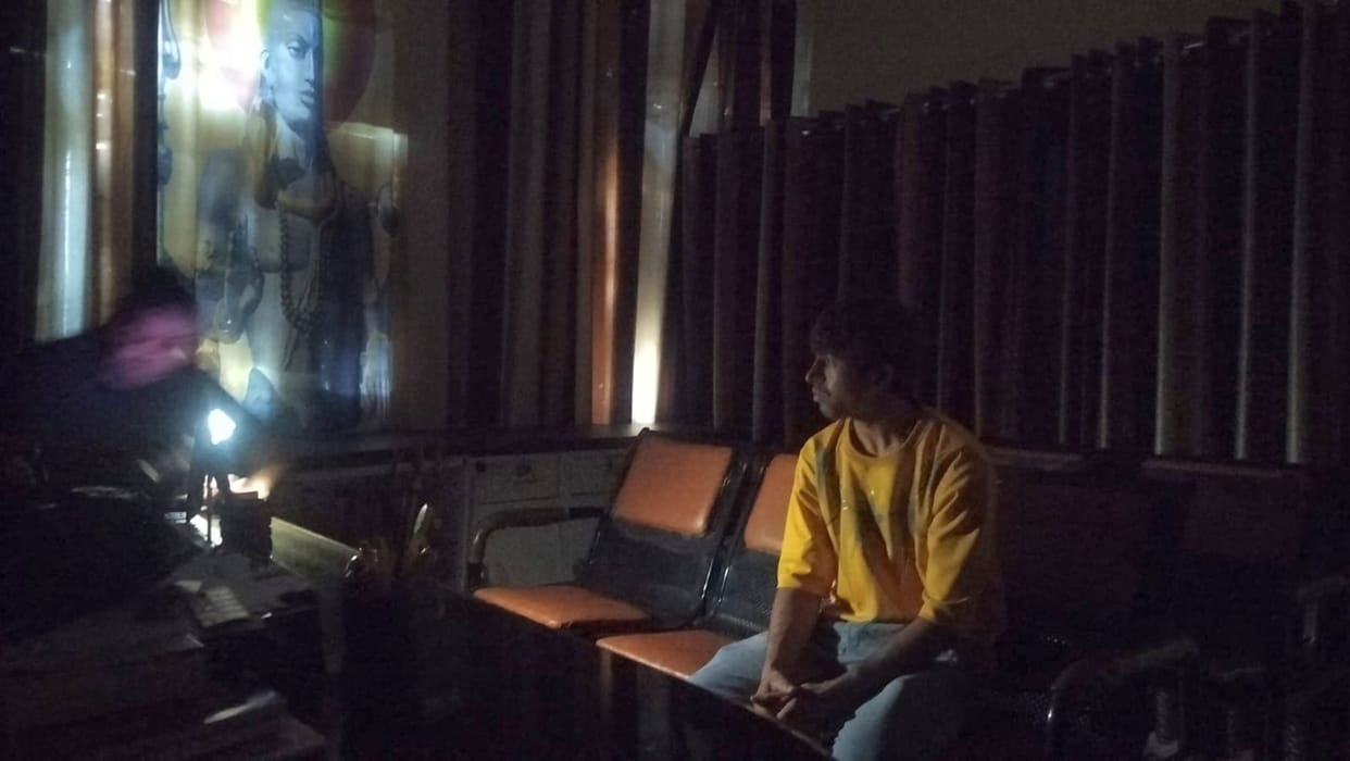 Power went out twice in 10 minutes; treatment administered by the light of a mobile phone torch.