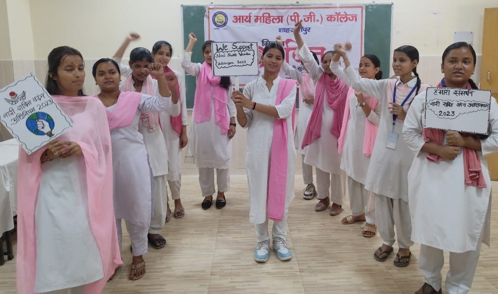 The female students showcased their talent by decorating rangolis.