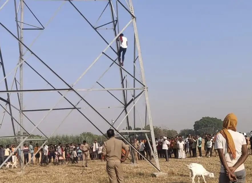 In a fit of frenzy, youth climbs high-tension line tower