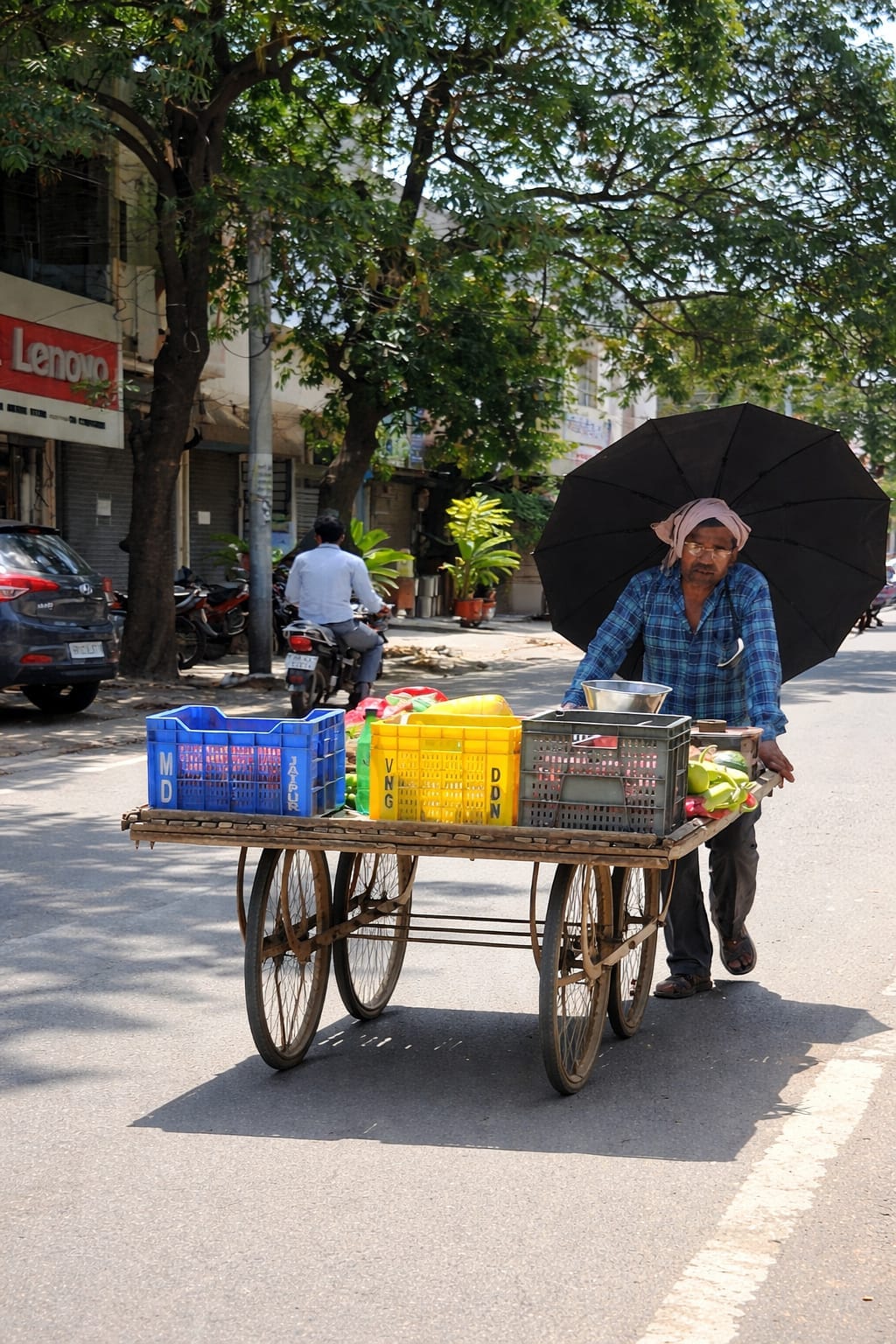 The heat has begun to show its fierce side; roads lie deserted in the afternoon