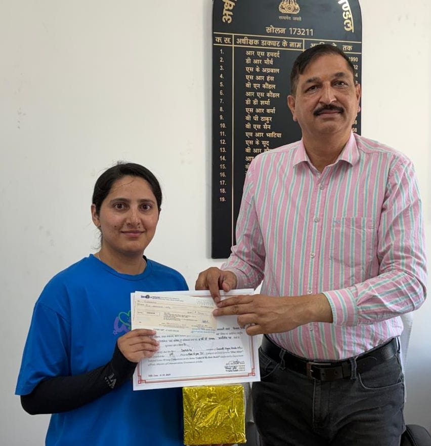 Dikshika of Solan secured third position in the state in the Dhai Akhar letter writing competition.