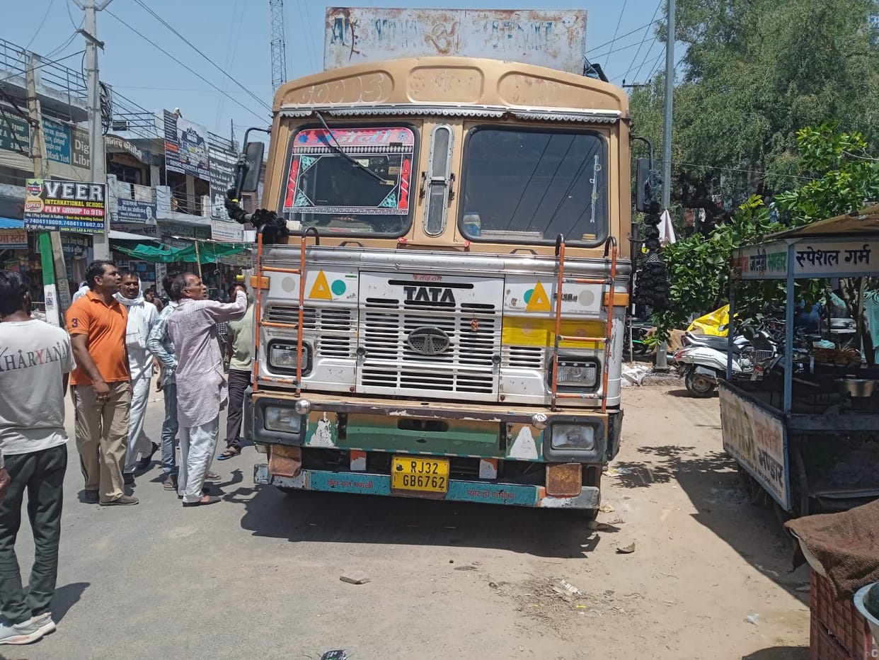 A truck hit a scooter on the Badhra-Jui road, crushing a teenager to death, injuring his uncle and sister