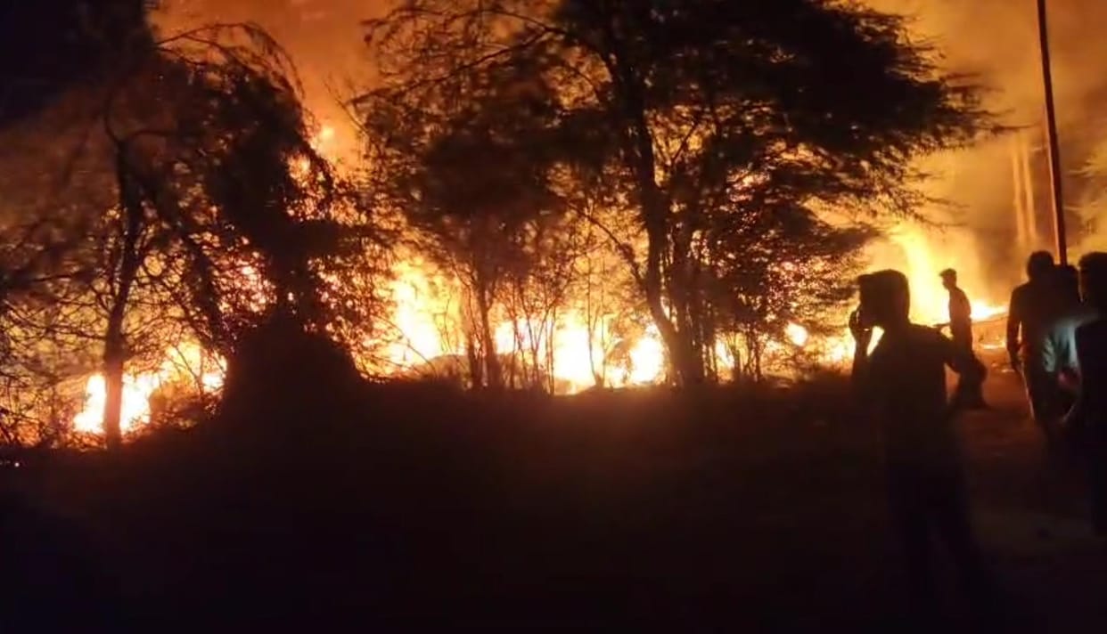 Two houses in Imlabada village caught fire, burning household items and causing panic after a small cylinder exploded. Firefighters brought the fire under control after hours of effort.