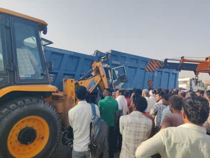 Truck rams parked dumper on NH-48 in Behror; driver trapped in cabin, rescued, long traffic jam ensues