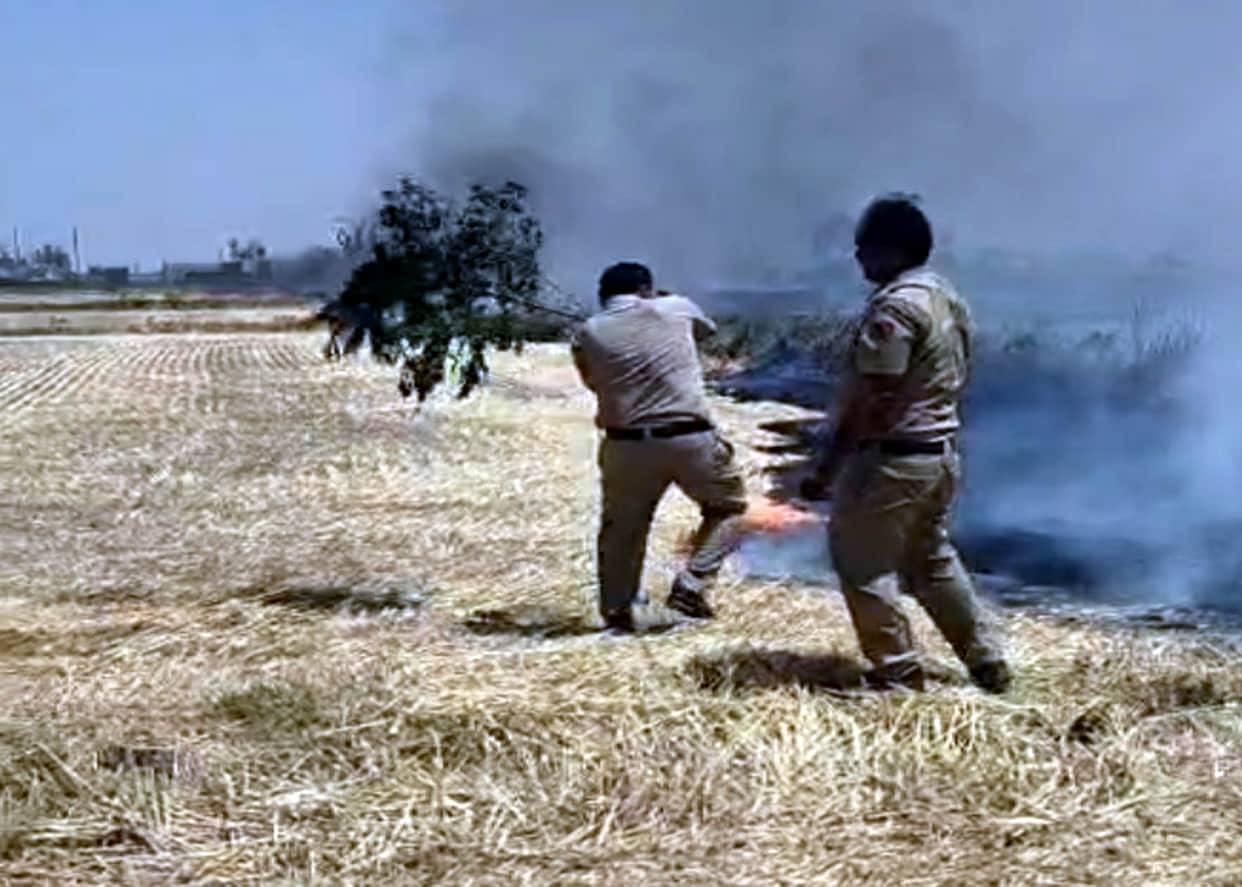 Wheat residue in 90 acres of Nising turned to ashes