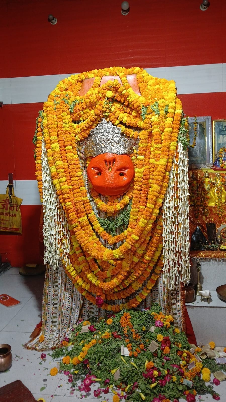 The grand decoration of Lord Hanuman at Sankat Mochan Temple