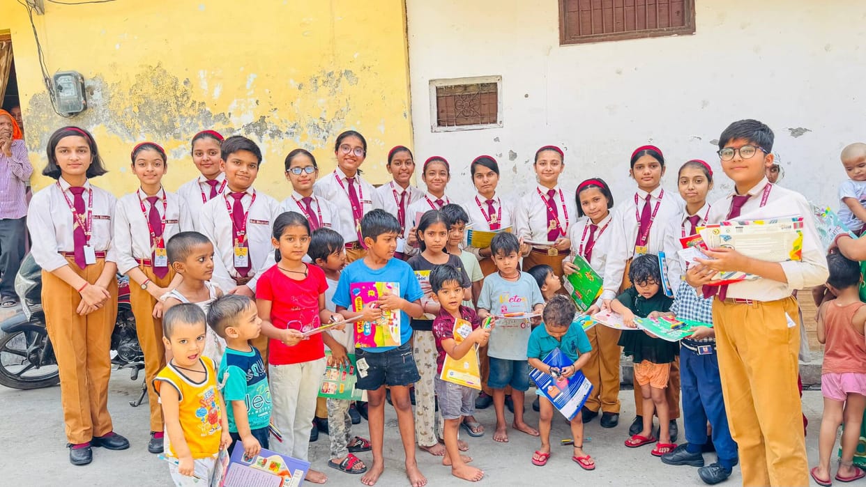Students distributed books