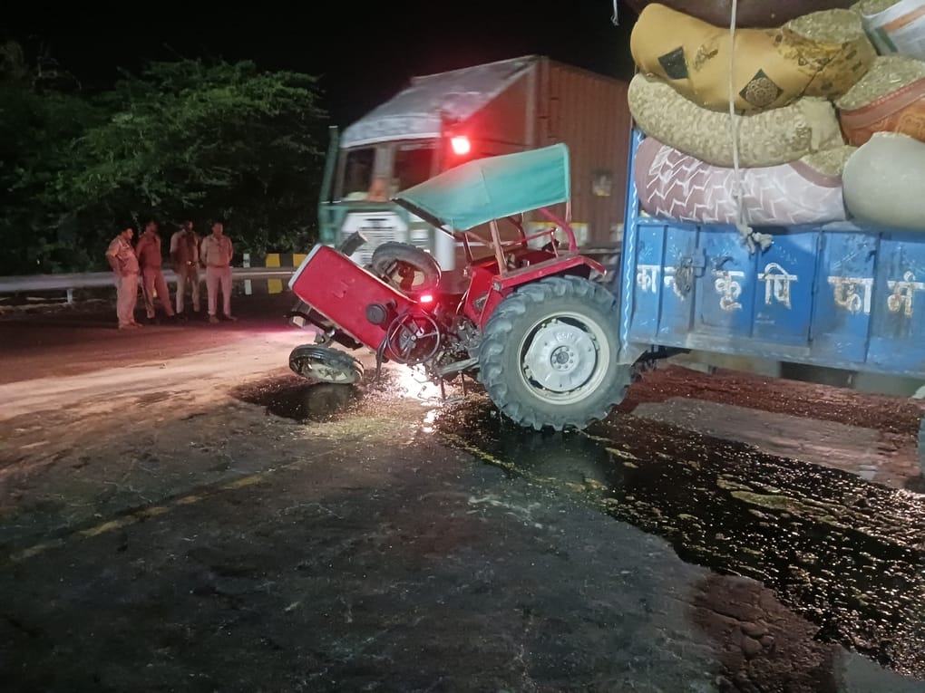 Tractor Splits in Two After Collision; Traffic Jam Ensues