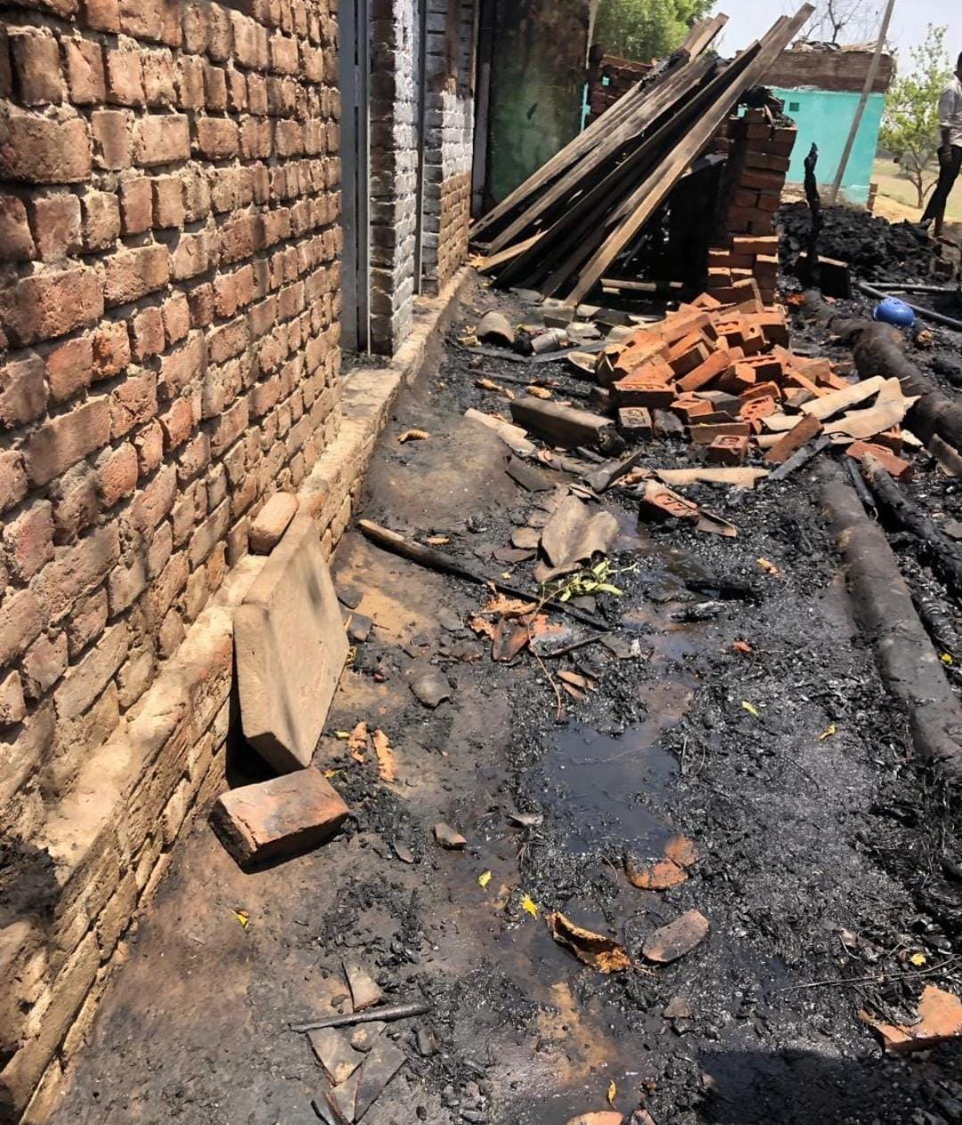 Household goods burnt to ashes due to fire in the house