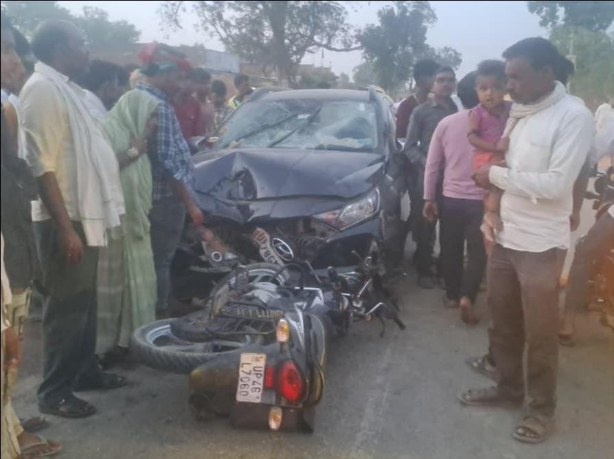 Two injured in car-bike collision