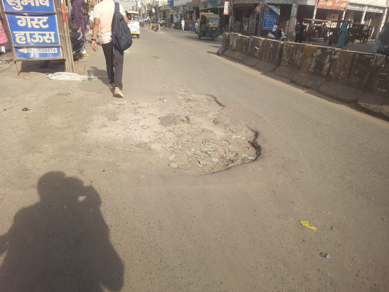 Potholes on the road cause trouble to motorists