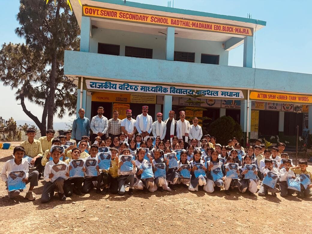 Gifted track suits to children at Bardthal Madhana School