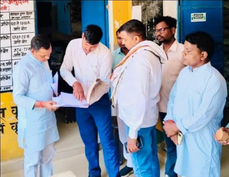 MLA inspected the stock register at the wheat procurement center