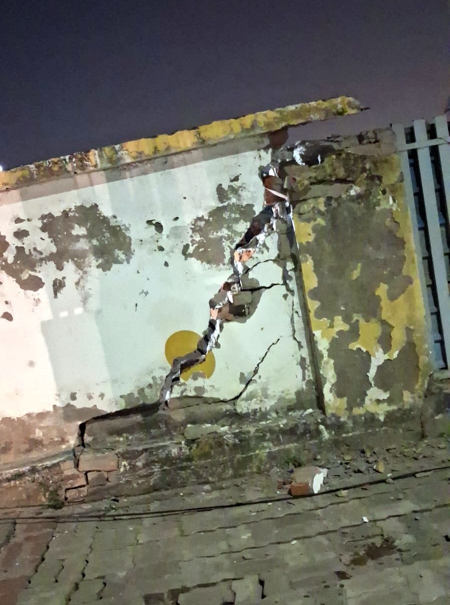 Excavation in the basement caused the collapse of the boundary wall of Kritika Apartment in CG City.