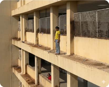 Woman climbs on 5th floor of district hospital, threatens to jump; accident in 15 minutes