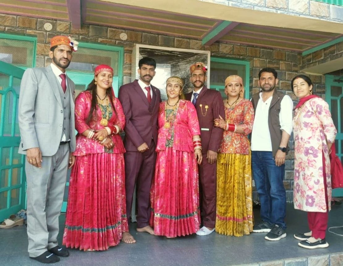 A unique wedding took place in Pabna, with three brothers tying the knot together.