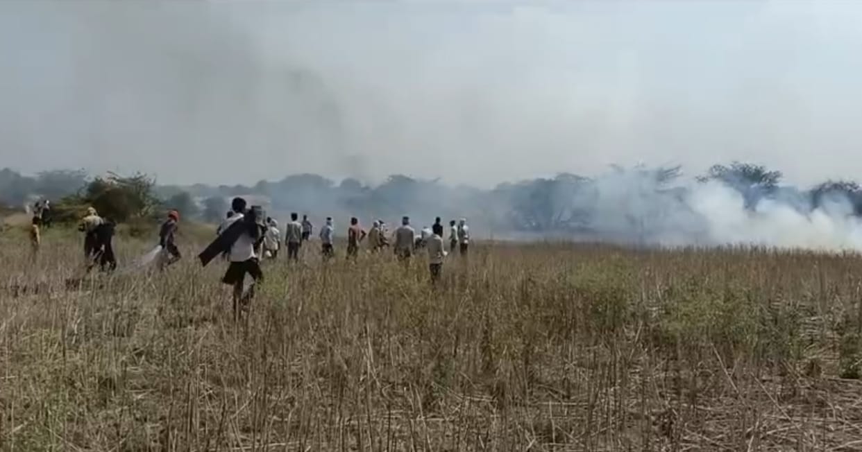 250 Bighas of Crop Stubble Reduced to Ashes by Fire
