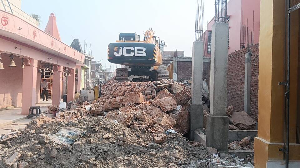 The ancient temple behind the Shiva temple was demolished