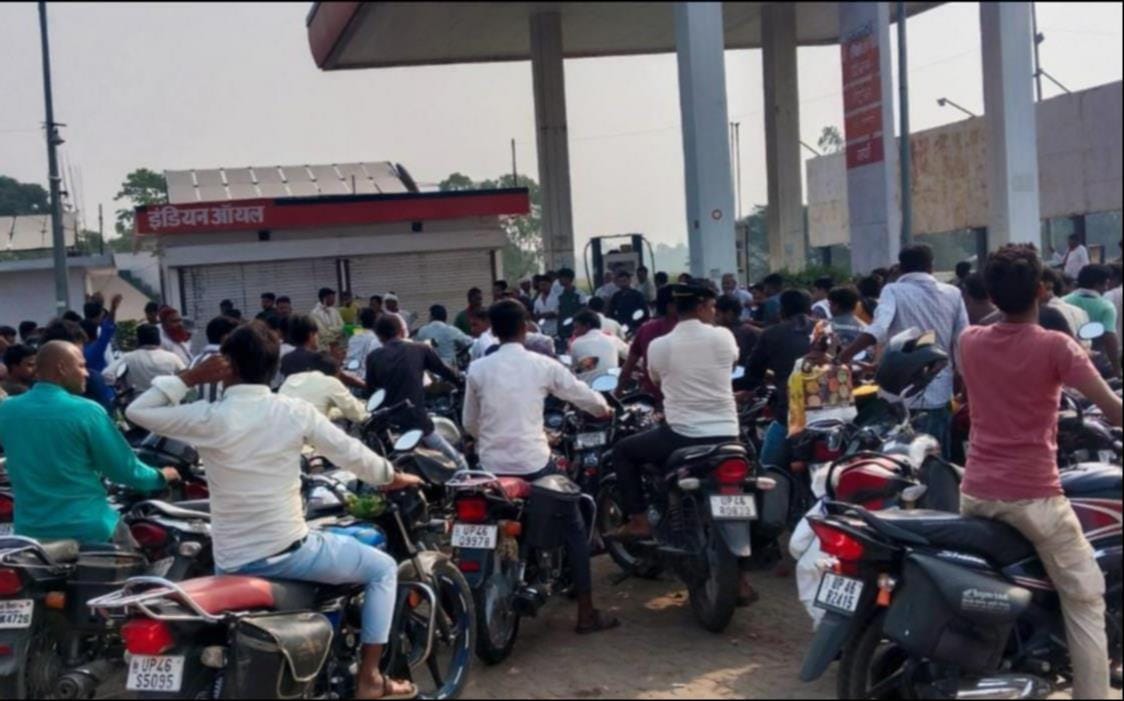 Petrol has been out for three days and long queues have formed somewhere.