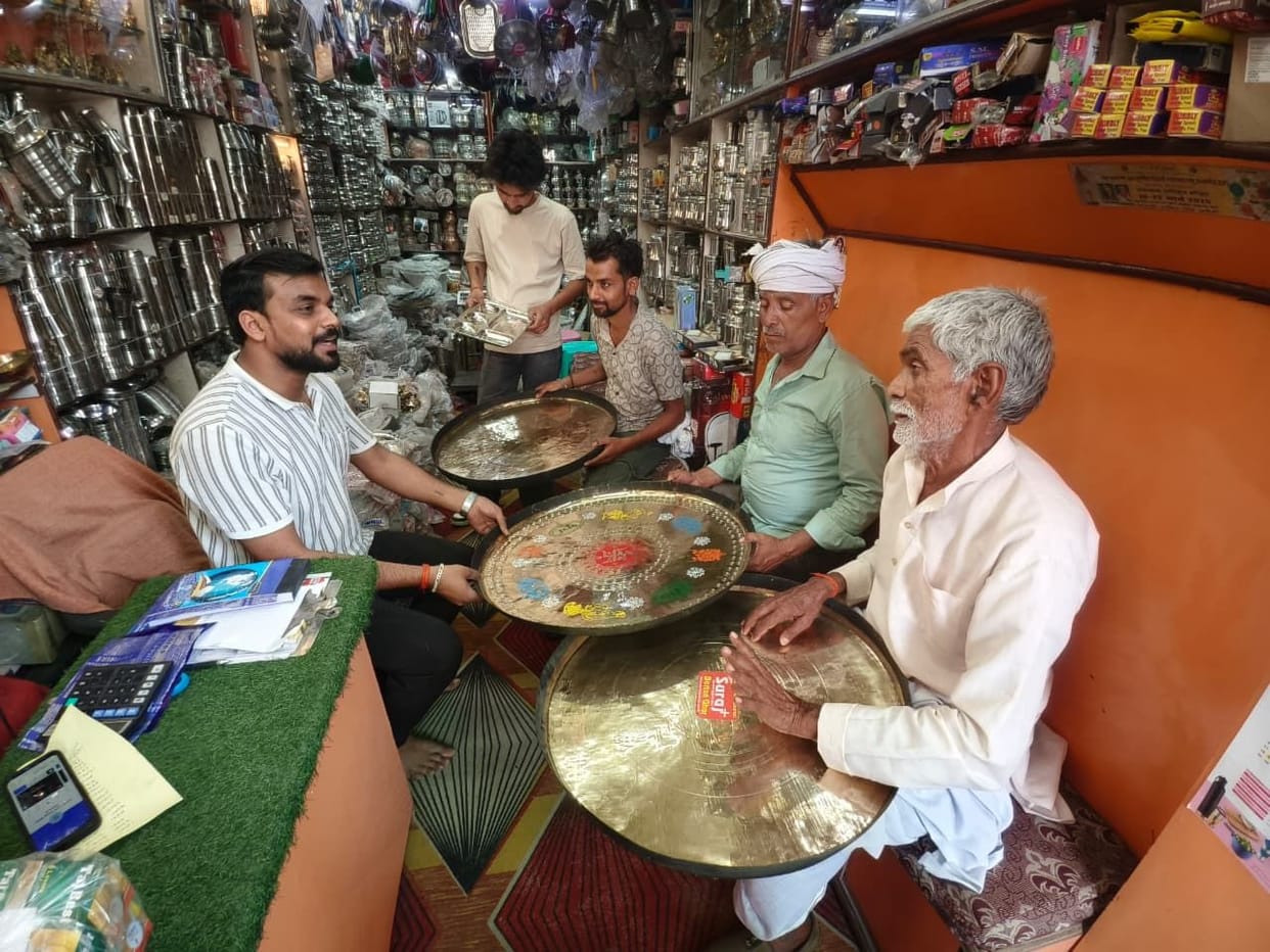 The utensils market is full of excitement during the wedding season.