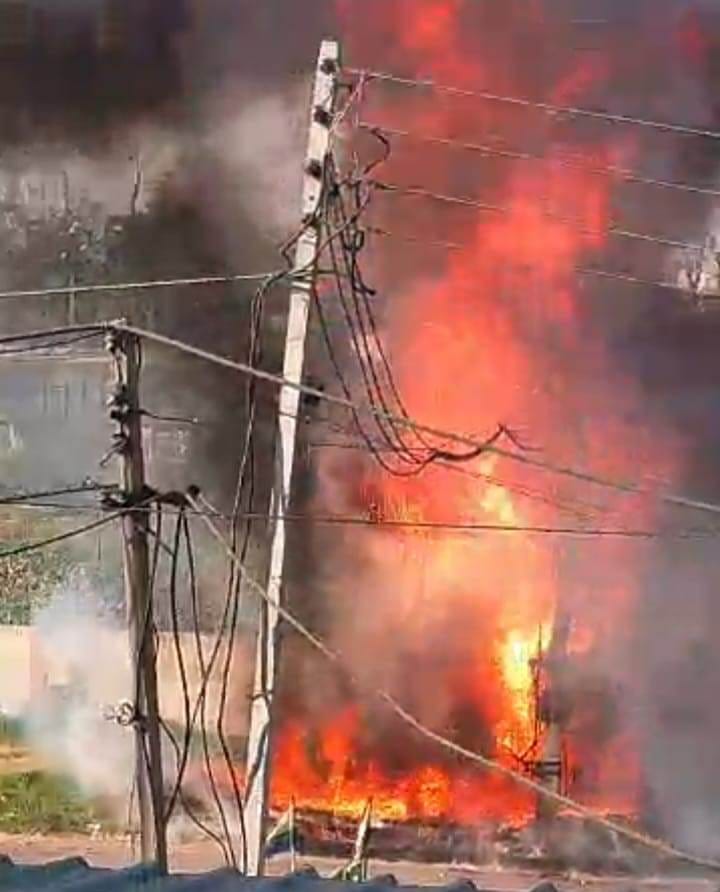 Severe fire in the 100 kV transformer of the industrial area